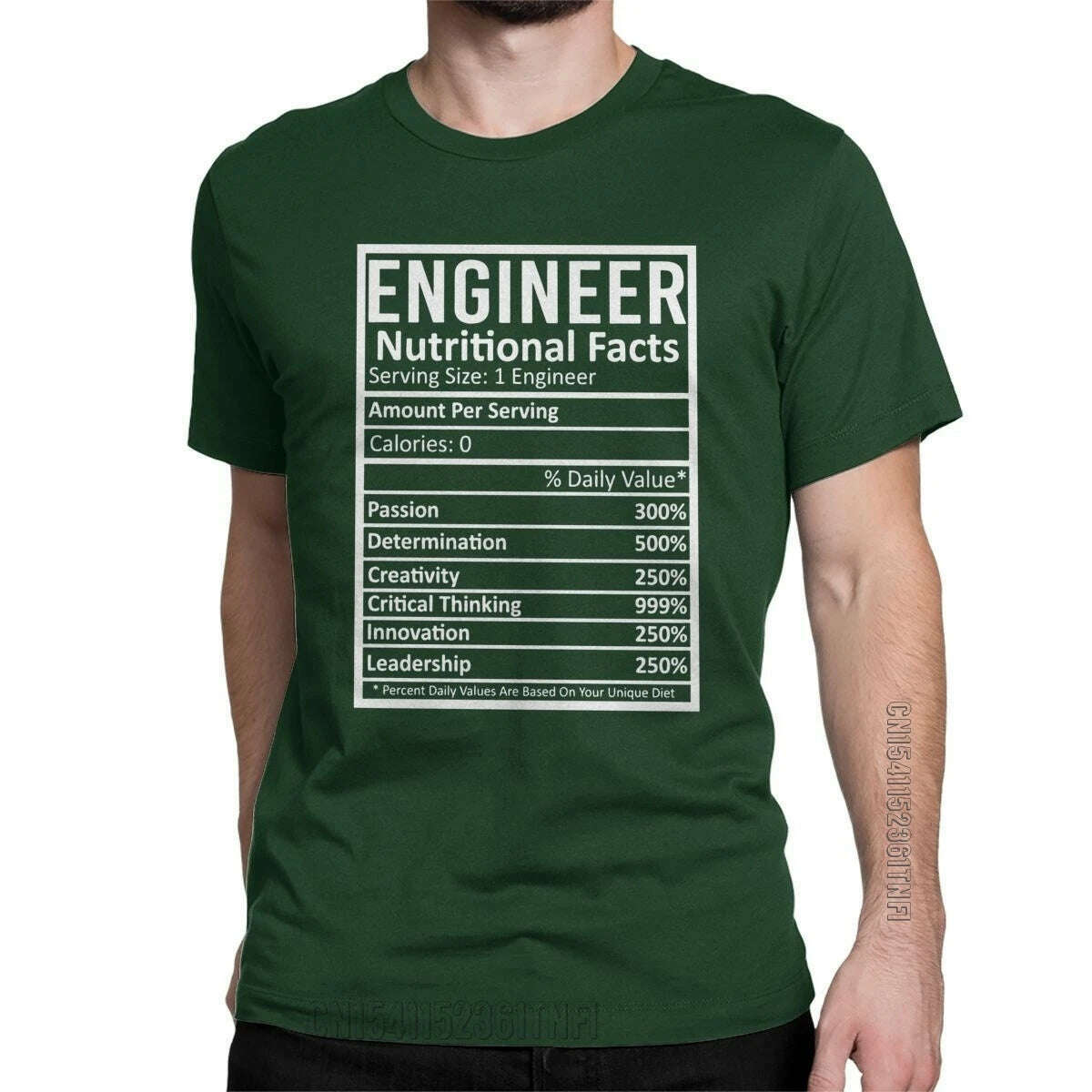 KIMLUD, Engineer Nutritional Facts T-Shirts Men Crewneck 100% Cotton T Shirts Engineering Programmer Classic Tees Gift Clothing, Turquoise / XL, KIMLUD APPAREL - Womens Clothes