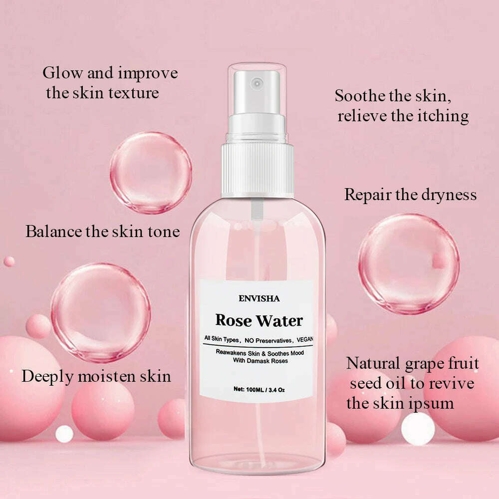 KIMLUD, ENVISHA Natural Rose Face Toner Facial Skin Care Anti-wrinkle Moisturizing Oil Control Whitening Shrink Pores Makeup Remover, KIMLUD Womens Clothes