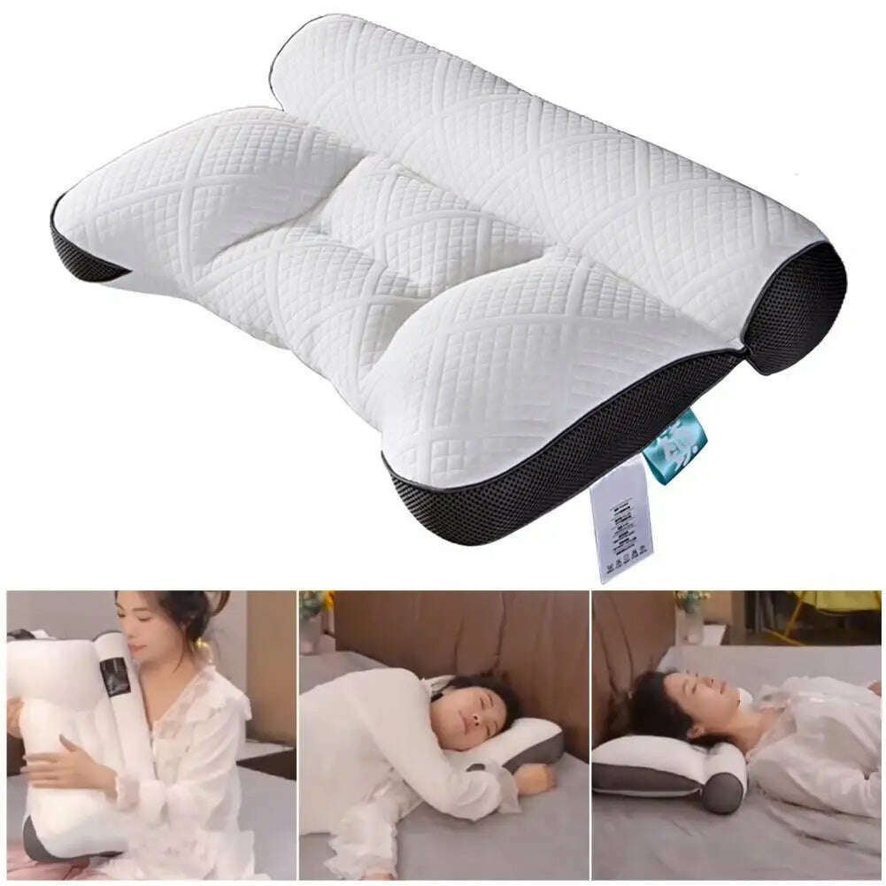 KIMLUD, Ergonomic Neck Support Pillow Cervical Protection Memory Foam Pillows for Side Back & Stomach 3D Mesh Fiber Neck Rest Cushion, KIMLUD Womens Clothes