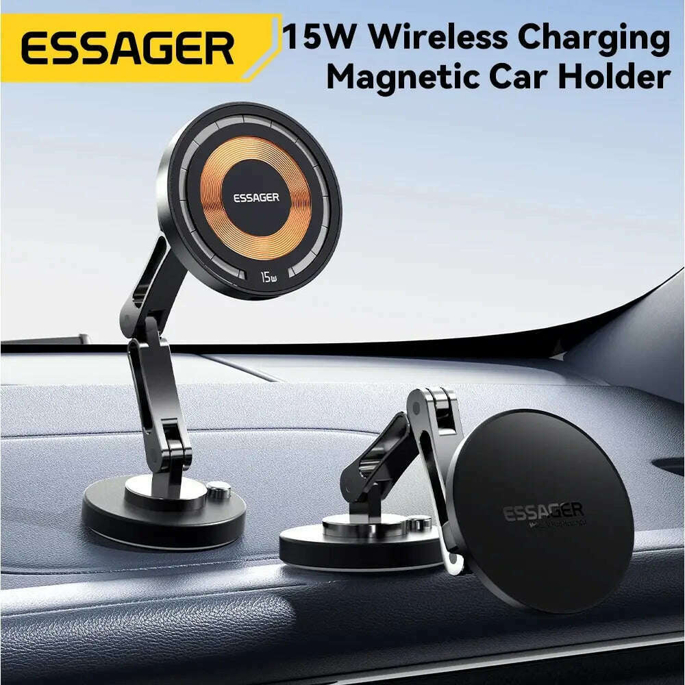 KIMLUD, Essager Magnetic Wireless Charger Car Phone Holder 15W Fast Charging Easy Paste Mount Stand For Magsafe iPhone 15 14 13 Pro Max, KIMLUD Womens Clothes