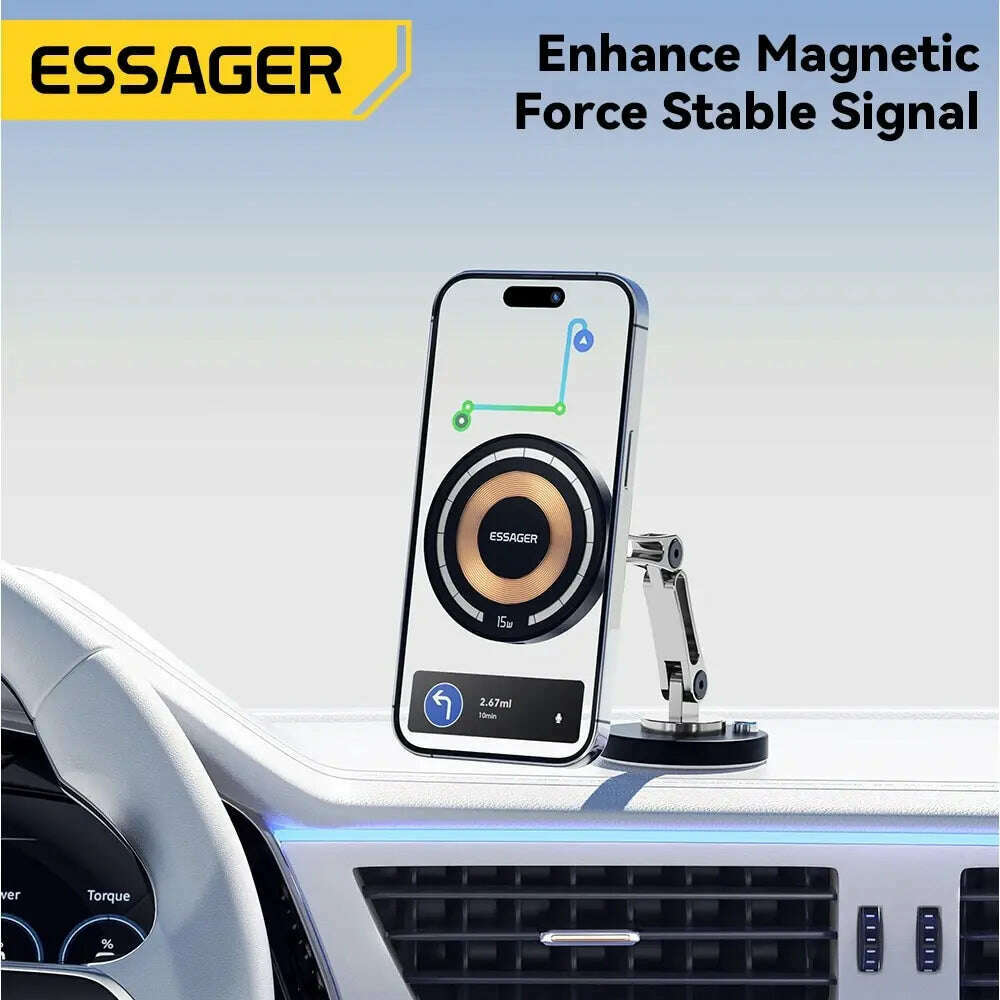 KIMLUD, Essager Magnetic Wireless Charger Car Phone Holder 15W Fast Charging Easy Paste Mount Stand For Magsafe iPhone 15 14 13 Pro Max, KIMLUD Womens Clothes