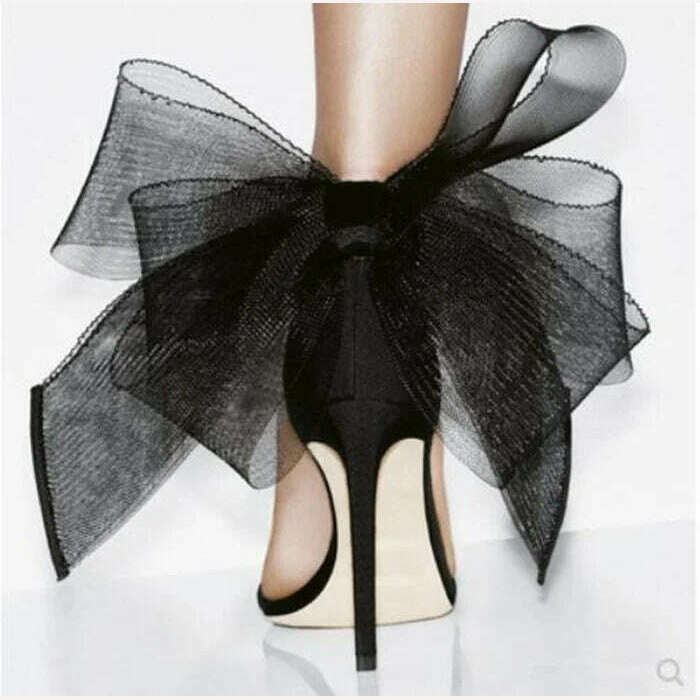 KIMLUD, Europe and America One Line Open Toe Sandals 2023 Summer New Large Bow Sexy High Heels for Women, KIMLUD Womens Clothes