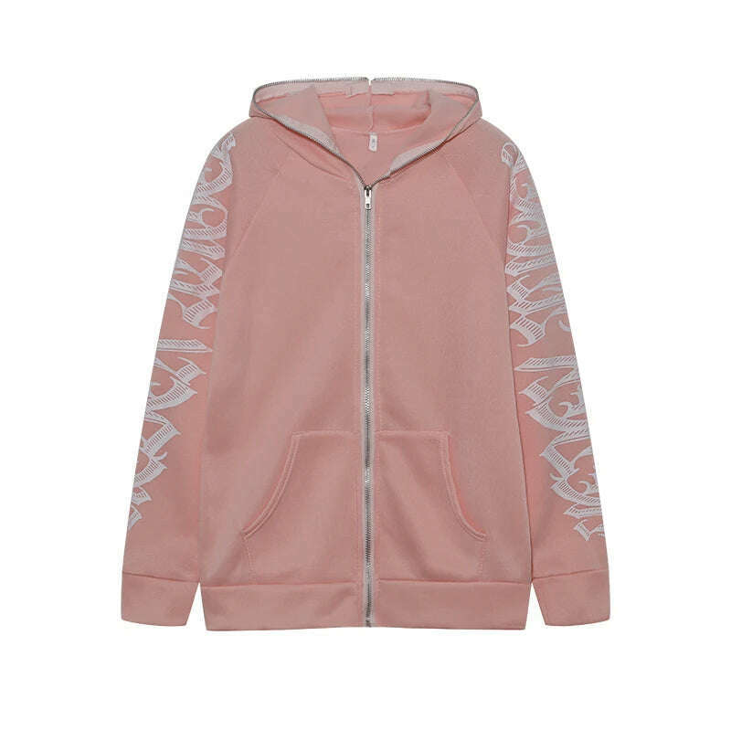 KIMLUD, Europe and the United States Fashion Women's Autumn New Monochrome Monogrammed Kepeng Hoodie Long-sleeved Sweater, Pink / XL, KIMLUD APPAREL - Womens Clothes