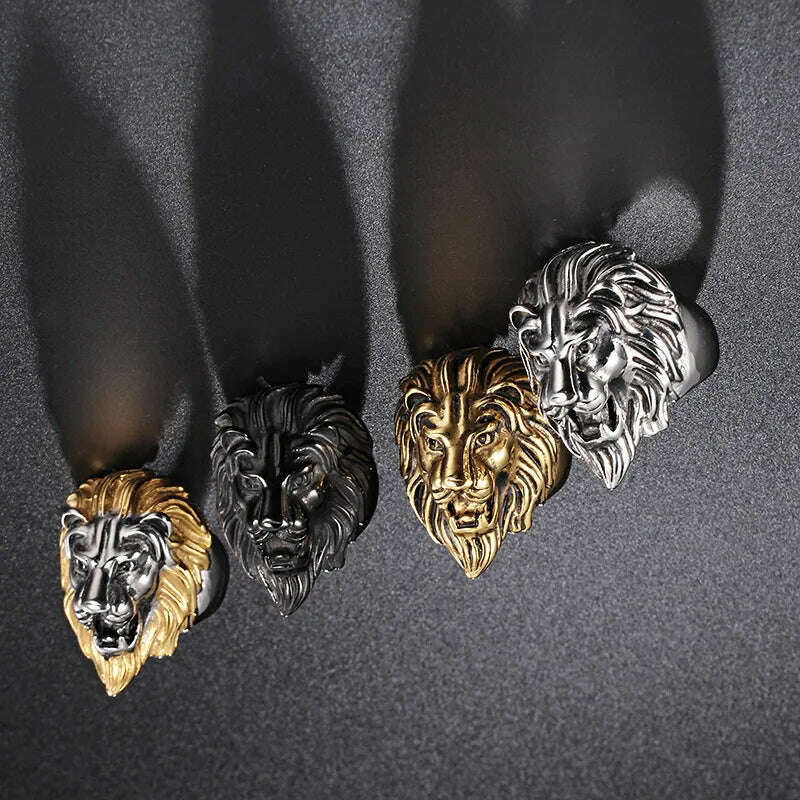 KIMLUD, Europe And the United States Stainless Steel Ring men 's Jewelry Wholesale Domineering  Lion Head, KIMLUD Womens Clothes