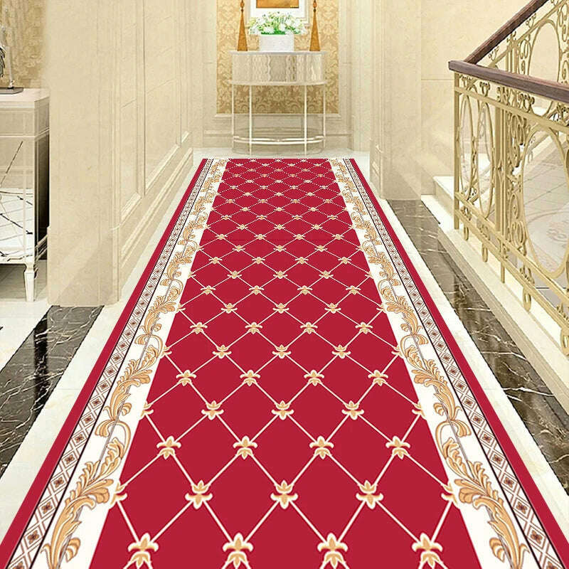 Europe Hallway Carpet Home Non-slip Floor Mat Hotel Aisle Corridor Carpet Long Rug Soft Carpet Living Room Bedroom Stair Carpet, 4 / Customize Contact Me, KIMLUD Women's Clothes