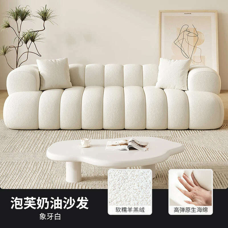 KIMLUD, Europe Living Room Sofas Minimalist Leather Recliner Designer Sofas Family Relaxing Woonkamer Banken Furniture Decoration, 0.8M Lamb wool, KIMLUD Women's Clothes