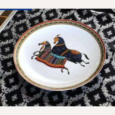 KIMLUD, European Bone China Western Dish Dinner Plates Beautiful Ceramic Tableware Hotel Decorative Plate For Dessert,Steak,Snack,Cake, 7 inch plate, KIMLUD APPAREL - Womens Clothes