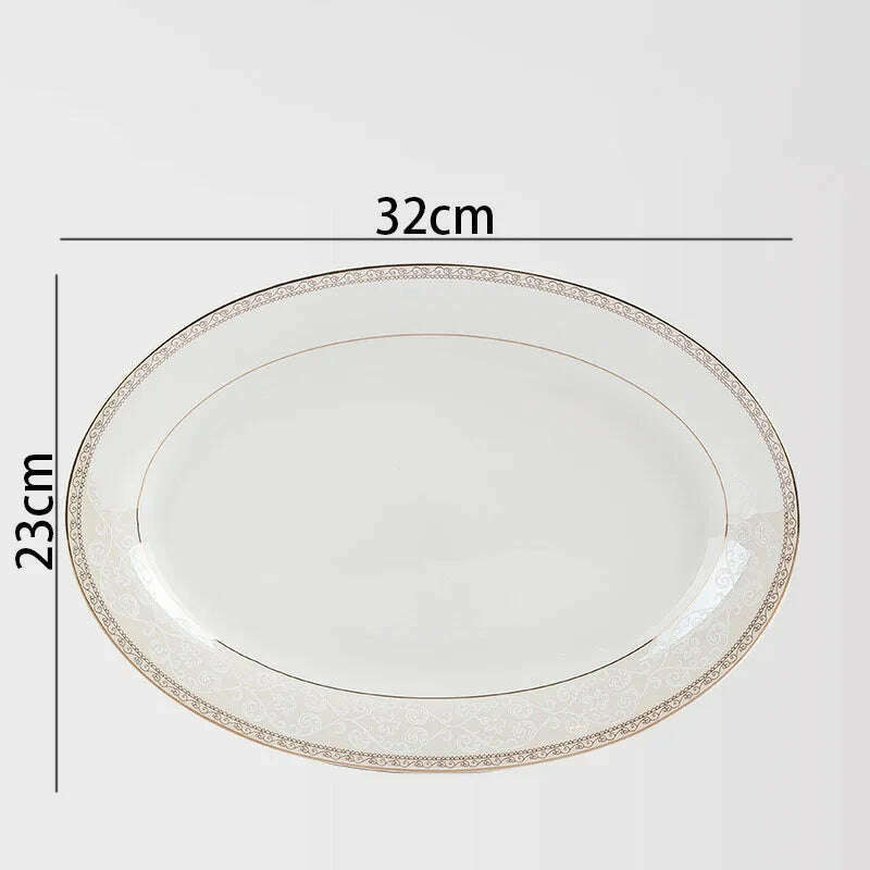 KIMLUD, European Ceramic Plate Set Hand Stroke Western Restaurant Dinner Set Plates and Dishes Court Flower Relief Breakfast Bread Pan, A-fish plate, KIMLUD Womens Clothes