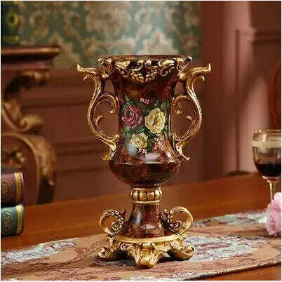 KIMLUD, European Resin Vase+Artificial Flower Set Decor Home Office Furnishing Decoration Crafts Livingroom Silk Fake Flower Pot Artwork, style3, KIMLUD APPAREL - Womens Clothes