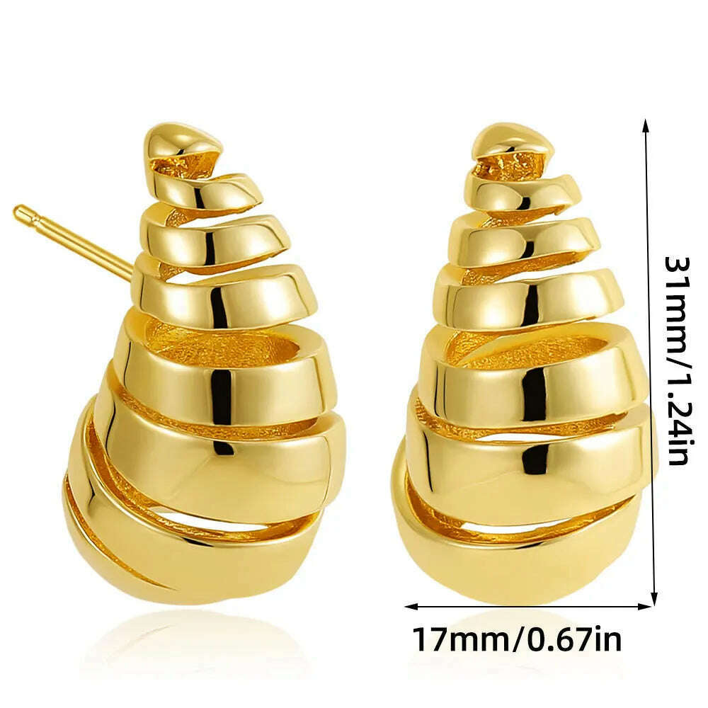 KIMLUD, Exaggerate 50mm Big Water Drop 18K Gold Plated Metal Oversize Dupes Thick Drop Earrings Lightweight Stainless Steel Jewelry New, 22430 3, KIMLUD Womens Clothes