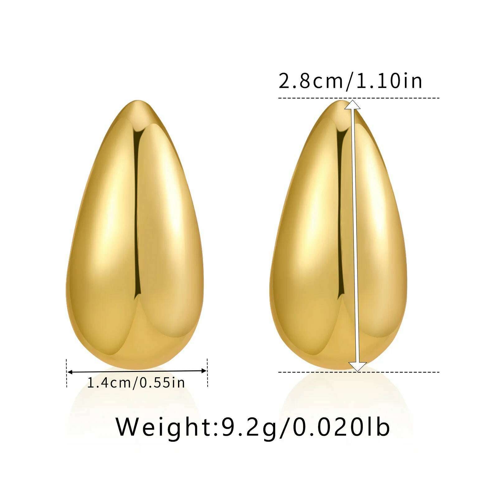 KIMLUD, Exaggerate 50mm Big Water Drop 18K Gold Plated Metal Oversize Dupes Thick Drop Earrings Lightweight Stainless Steel Jewelry New, 22437 3, KIMLUD Women's Clothes