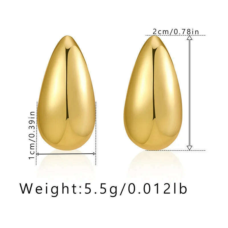 KIMLUD, Exaggerate 50mm Big Water Drop 18K Gold Plated Metal Oversize Dupes Thick Drop Earrings Lightweight Stainless Steel Jewelry New, 22437 1, KIMLUD Womens Clothes