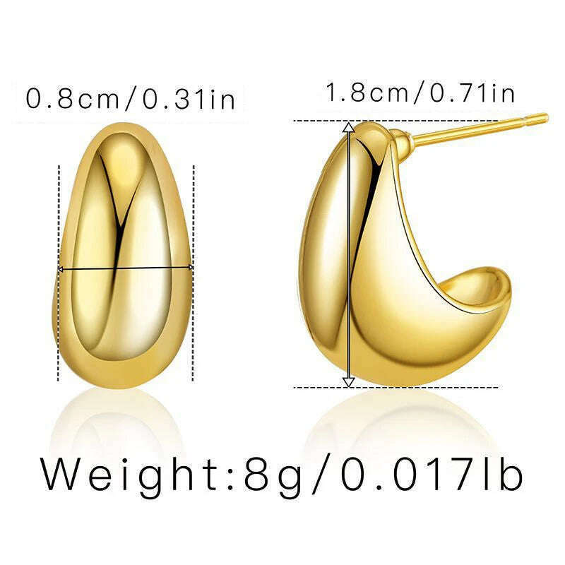 KIMLUD, Exaggerate 50mm Big Water Drop 18K Gold Plated Metal Oversize Dupes Thick Drop Earrings Lightweight Stainless Steel Jewelry New, 22436 1, KIMLUD Women's Clothes