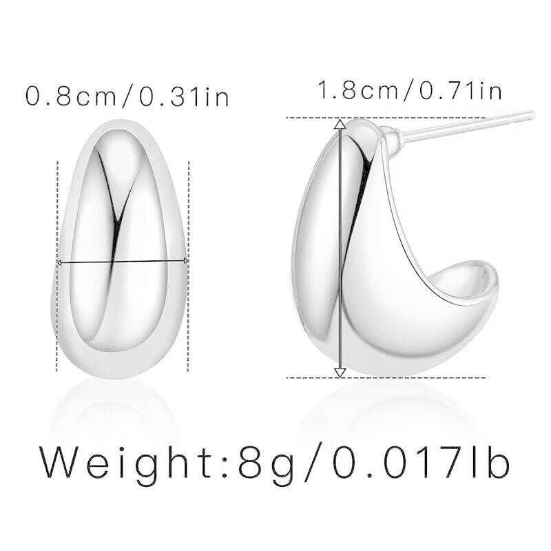 KIMLUD, Exaggerate 50mm Big Water Drop 18K Gold Plated Metal Oversize Dupes Thick Drop Earrings Lightweight Stainless Steel Jewelry New, 22436 2, KIMLUD Women's Clothes