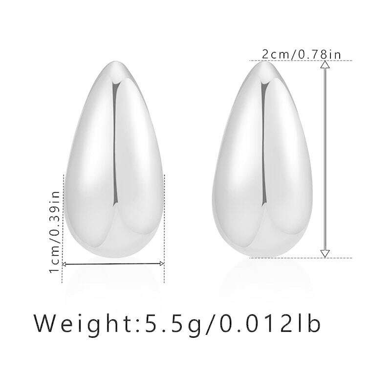 KIMLUD, Exaggerate 50mm Big Water Drop 18K Gold Plated Metal Oversize Dupes Thick Drop Earrings Lightweight Stainless Steel Jewelry New, 22437 2, KIMLUD Womens Clothes