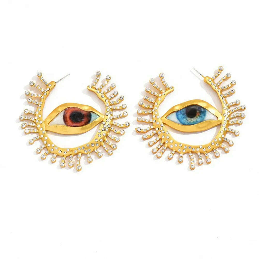 Exaggerated Baroque Style Alloy Big Eyes Hoop Earrings For Women Fashion Jewelry Vintage Ethnic Ears' Accessories New Arrival - KIMLUD