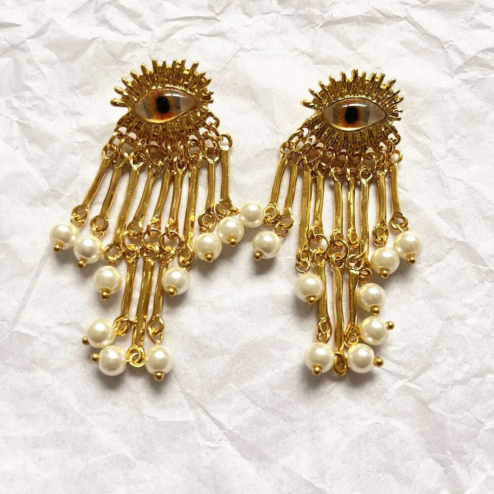 Exaggerated Baroque Style Alloy Big Eyes Hoop Earrings For Women Fashion Jewelry Vintage Ethnic Ears' Accessories New Arrival - KIMLUD