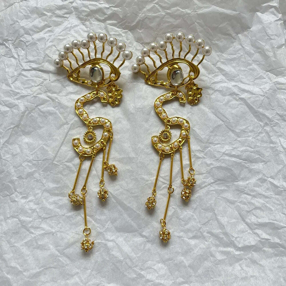 Exaggerated Baroque Style Alloy Big Eyes Hoop Earrings For Women Fashion Jewelry Vintage Ethnic Ears' Accessories New Arrival - KIMLUD