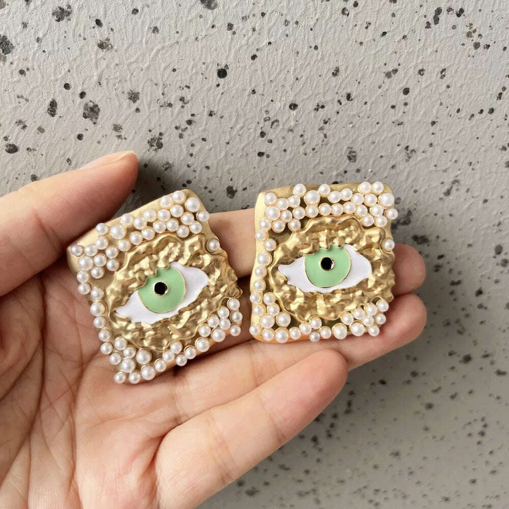 Exaggerated Baroque Style Alloy Big Eyes Hoop Earrings For Women Fashion Jewelry Vintage Ethnic Ears' Accessories New Arrival - KIMLUD