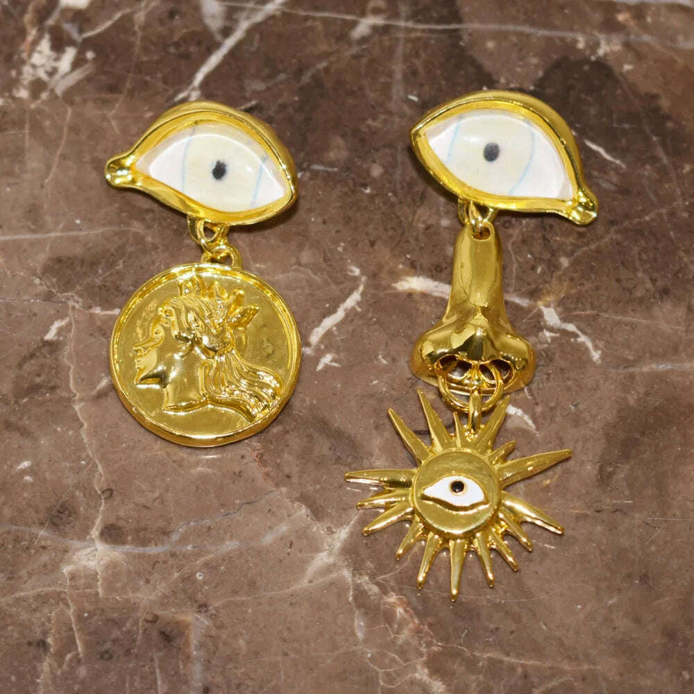 Exaggerated Baroque Style Alloy Big Eyes Hoop Earrings For Women Fashion Jewelry Vintage Ethnic Ears' Accessories New Arrival - KIMLUD