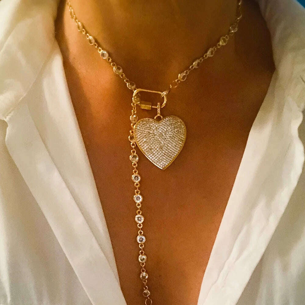 KIMLUD, Exaggerated pave zircon bee charm beatles women's pendant chunky hip-hop long chain necklace women's accessories gift Jewelry, necklace 5, KIMLUD APPAREL - Womens Clothes