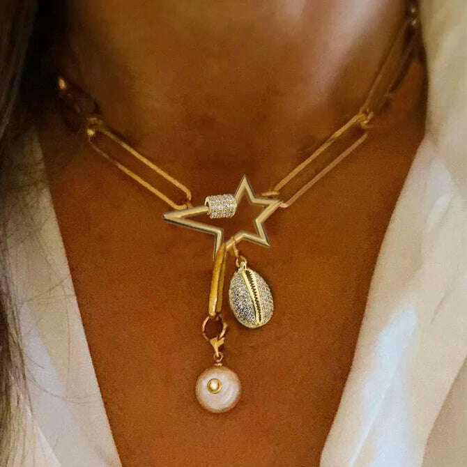 KIMLUD, Exaggerated pave zircon bee charm beatles women's pendant chunky hip-hop long chain necklace women's accessories gift Jewelry, necklace 11, KIMLUD APPAREL - Womens Clothes