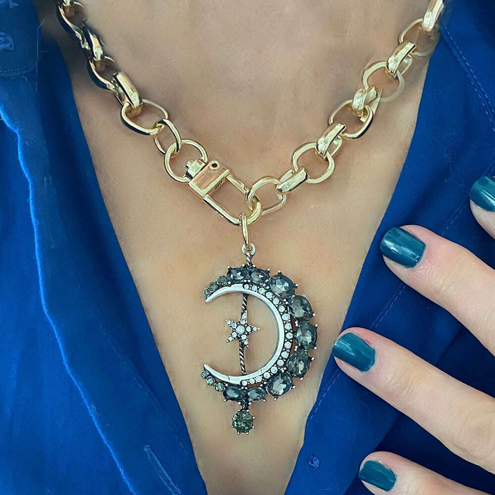 KIMLUD, Exaggerated pave zircon bee charm beatles women's pendant chunky hip-hop long chain necklace women's accessories gift Jewelry, necklace 18, KIMLUD APPAREL - Womens Clothes