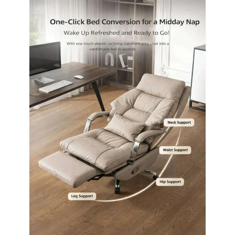 Executive Office Chair - Electric Reclining - Leather | KIMLUD