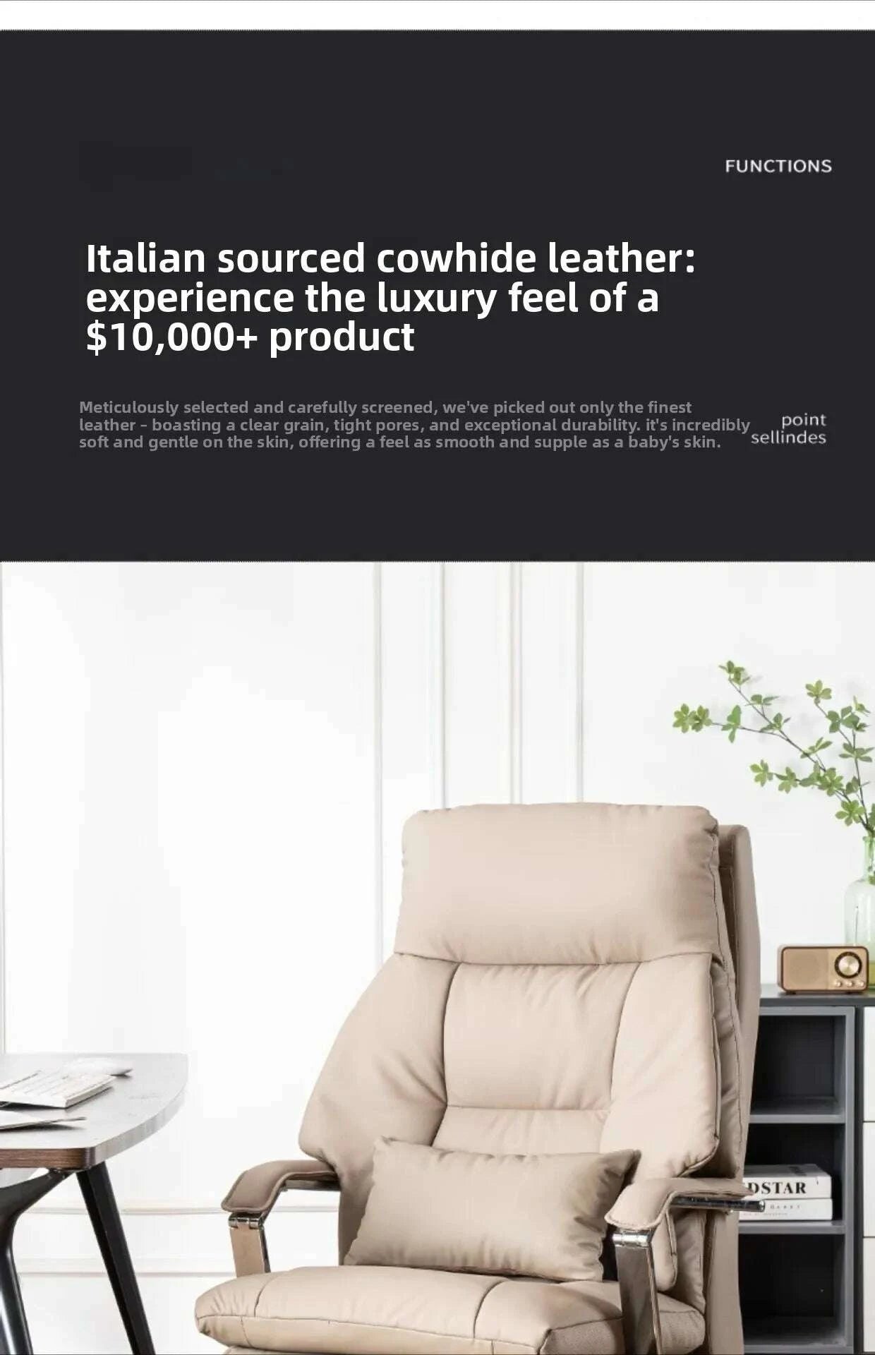 Executive Office Chair - Electric Reclining - Leather | KIMLUD
