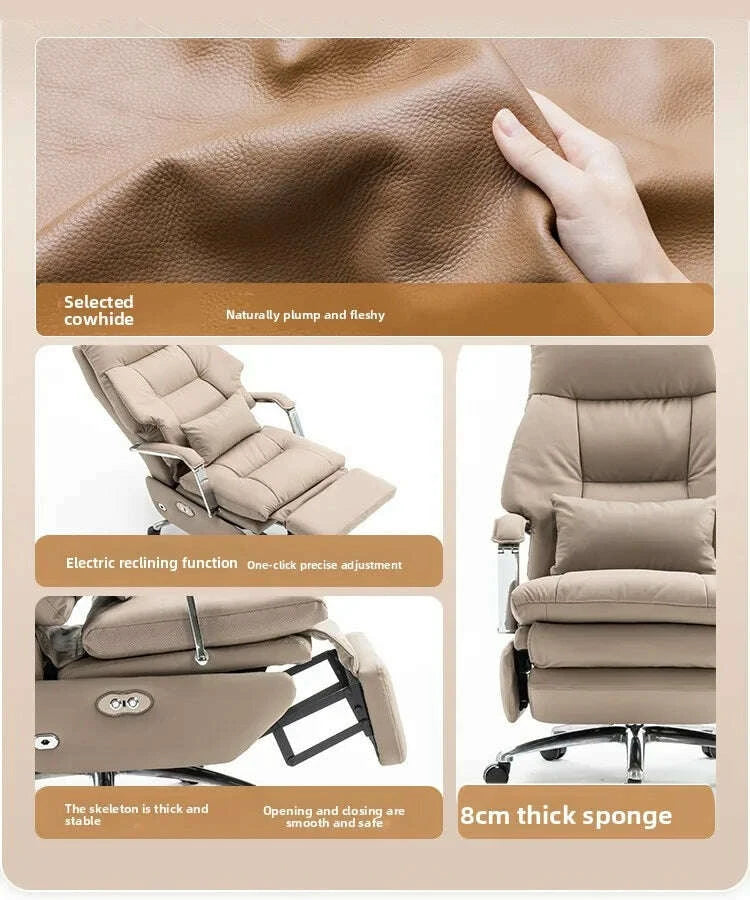 Executive Office Chair - Electric Reclining - Leather | KIMLUD