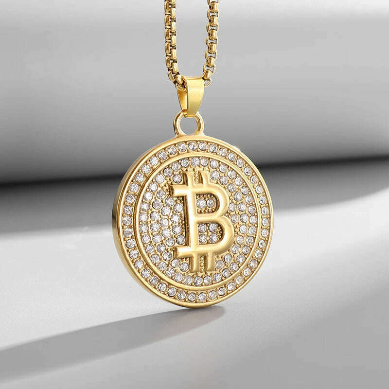 KIMLUD, Exquisite Shiny Cross Square Crystal Zirconia Pendant Necklace for Women Men Fashion Hip Hop Party Luxury Jewelry Christmas Gift, AL20827-Gold, KIMLUD APPAREL - Womens Clothes