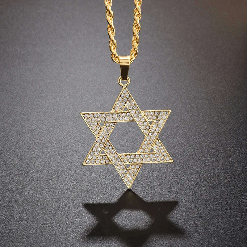 KIMLUD, Exquisite Shiny Cross Square Crystal Zirconia Pendant Necklace for Women Men Fashion Hip Hop Party Luxury Jewelry Christmas Gift, LZ8207-Gold, KIMLUD APPAREL - Womens Clothes
