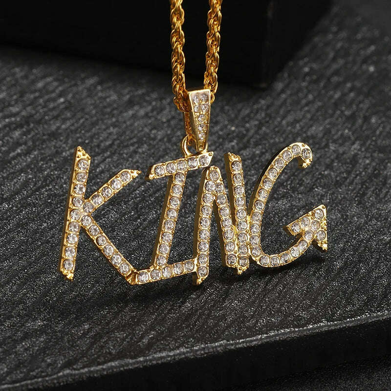 KIMLUD, Exquisite Shiny Cross Square Crystal Zirconia Pendant Necklace for Women Men Fashion Hip Hop Party Luxury Jewelry Christmas Gift, AL20791-Gold, KIMLUD APPAREL - Womens Clothes