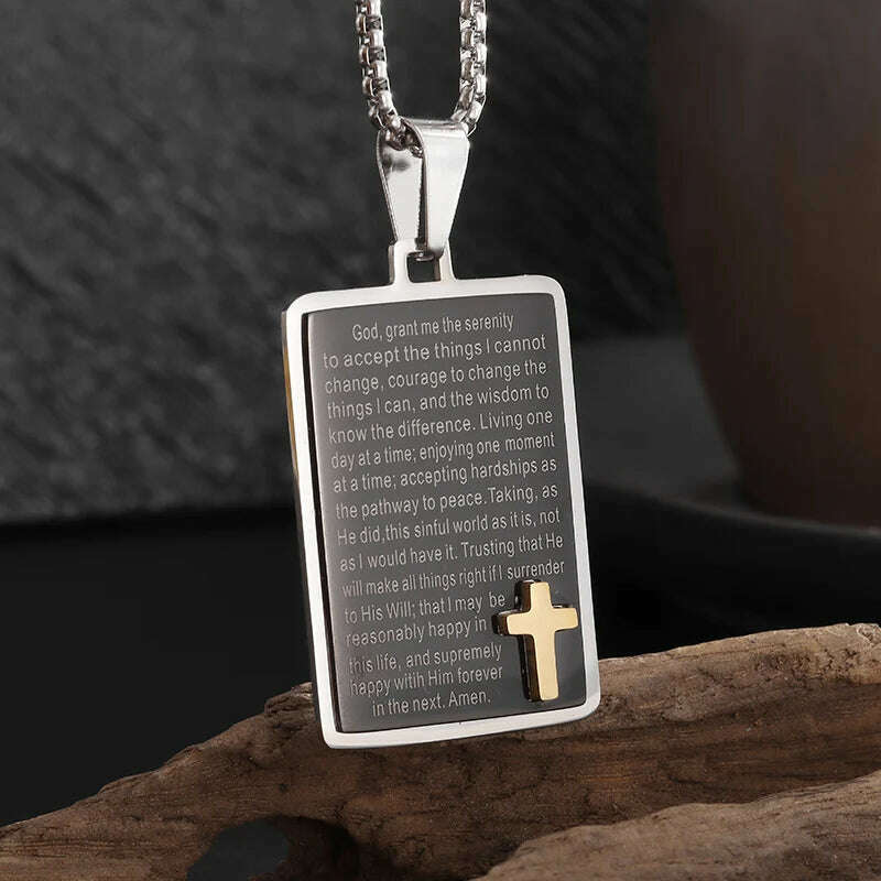 KIMLUD, Exquisite Shiny Cross Square Crystal Zirconia Pendant Necklace for Women Men Fashion Hip Hop Party Luxury Jewelry Christmas Gift, AL20435-Black, KIMLUD APPAREL - Womens Clothes