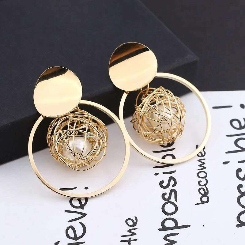 KIMLUD, Exquisite Simulated Pearl Stud Earrings Fashion Long Statement Earrings for Womenn Party Wedding Female Jewelry Gift, 08-ZJS33, KIMLUD Women's Clothes
