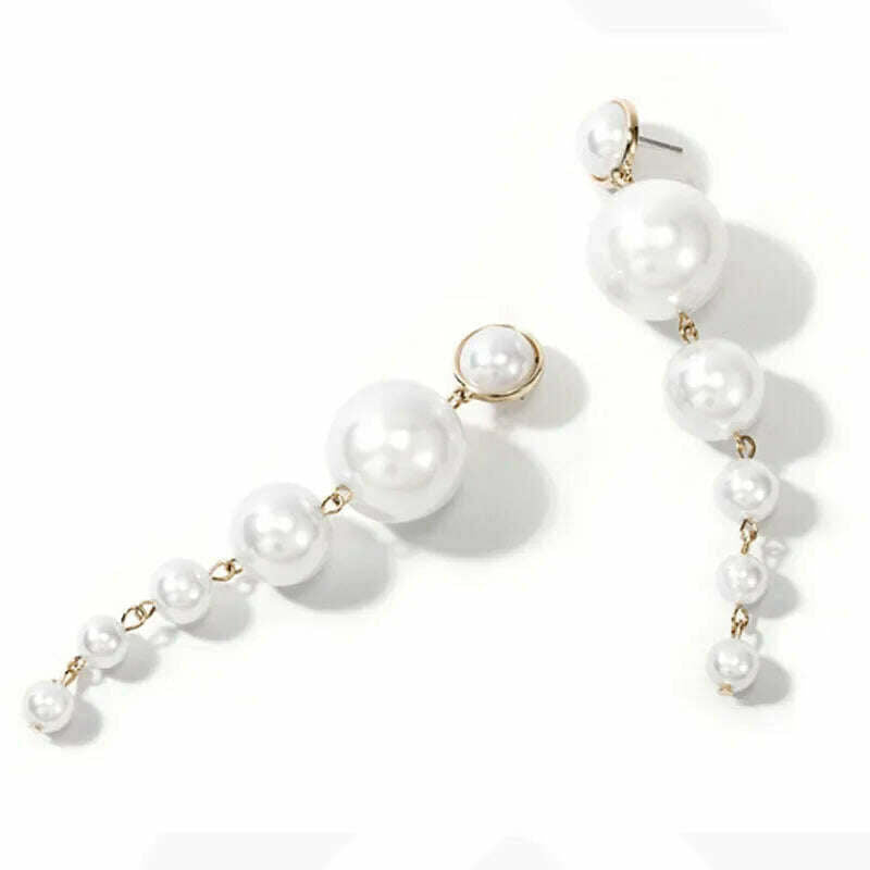 KIMLUD, Exquisite Simulated Pearl Stud Earrings Fashion Long Statement Earrings for Womenn Party Wedding Female Jewelry Gift, KIMLUD Womens Clothes