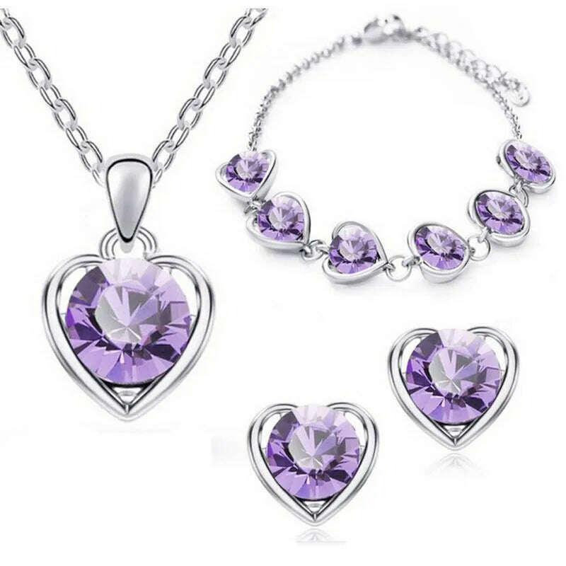 Exquisite Water Drops Italian Crystal Bridal Wedding Jewelry Set 925 Sterling Silver Necklace Earrings Bracelet Set Gift s027, 45cm, KIMLUD Women's Clothes