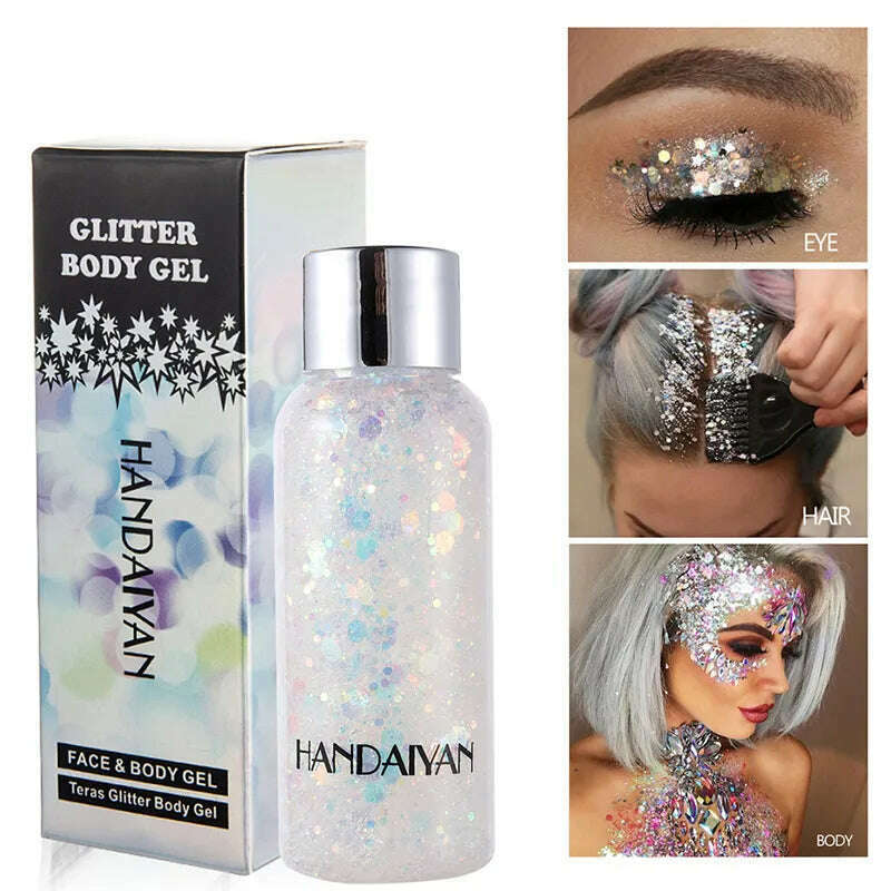 Eye Glitter Nail Hair Body Face Stickers Gel Art Loose Sequins Cream Diamond Jewels Rhinestones Makeup Decoration Party Festival, KIMLUD Women's Clothes