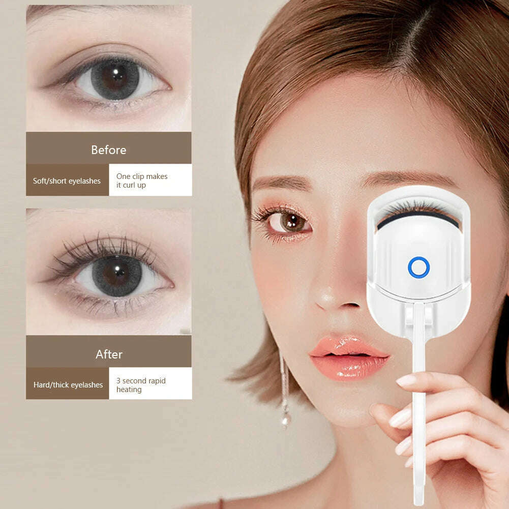 Eyelash Curler Portable Electric Heated Comb Eye Lash Long Lasting Eyelashes Curls Thermal Eyelash Curler Makeup Tools - KIMLUD