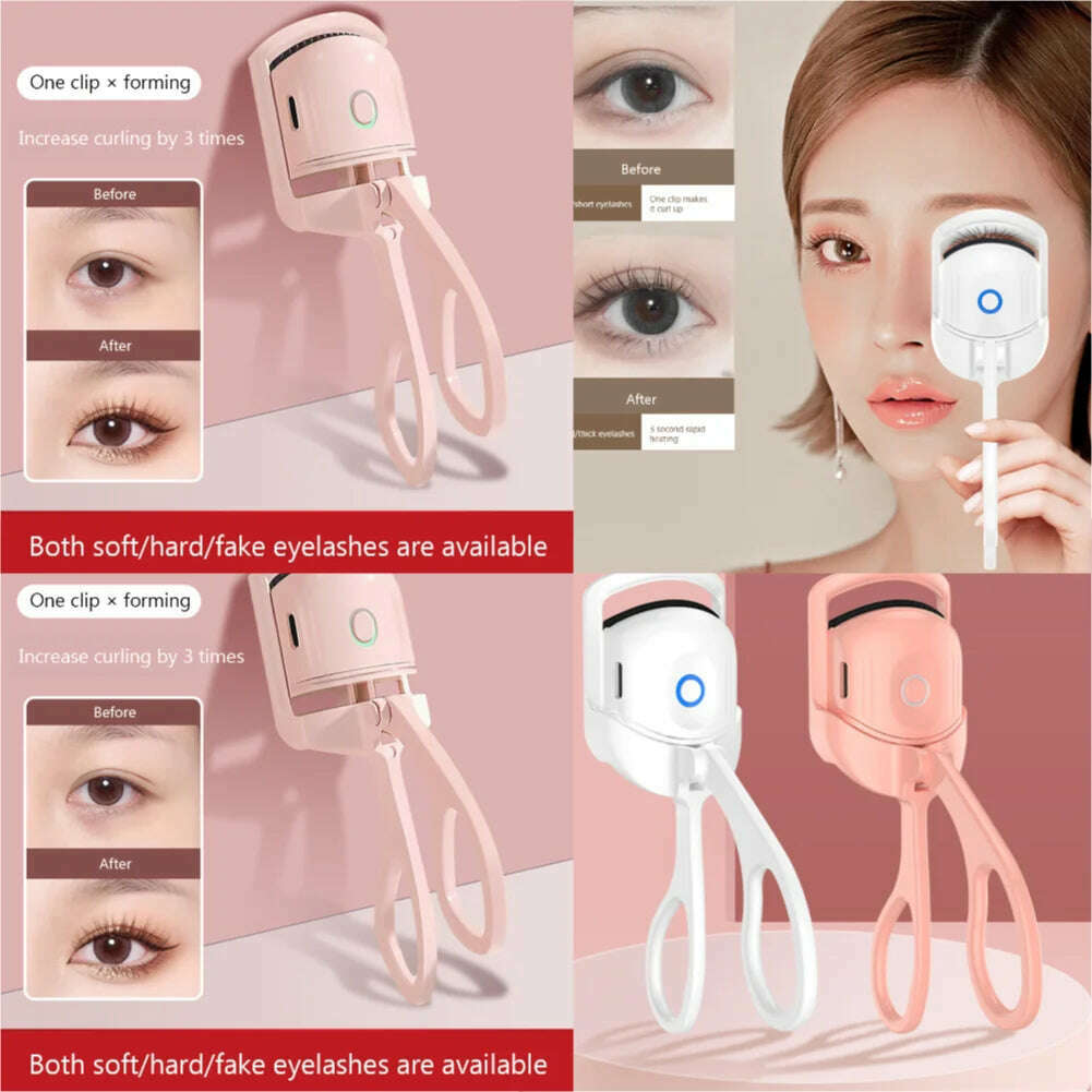 Eyelash Curler Portable Electric Heated Comb Eye Lash Long Lasting Eyelashes Curls Thermal Eyelash Curler Makeup Tools - KIMLUD
