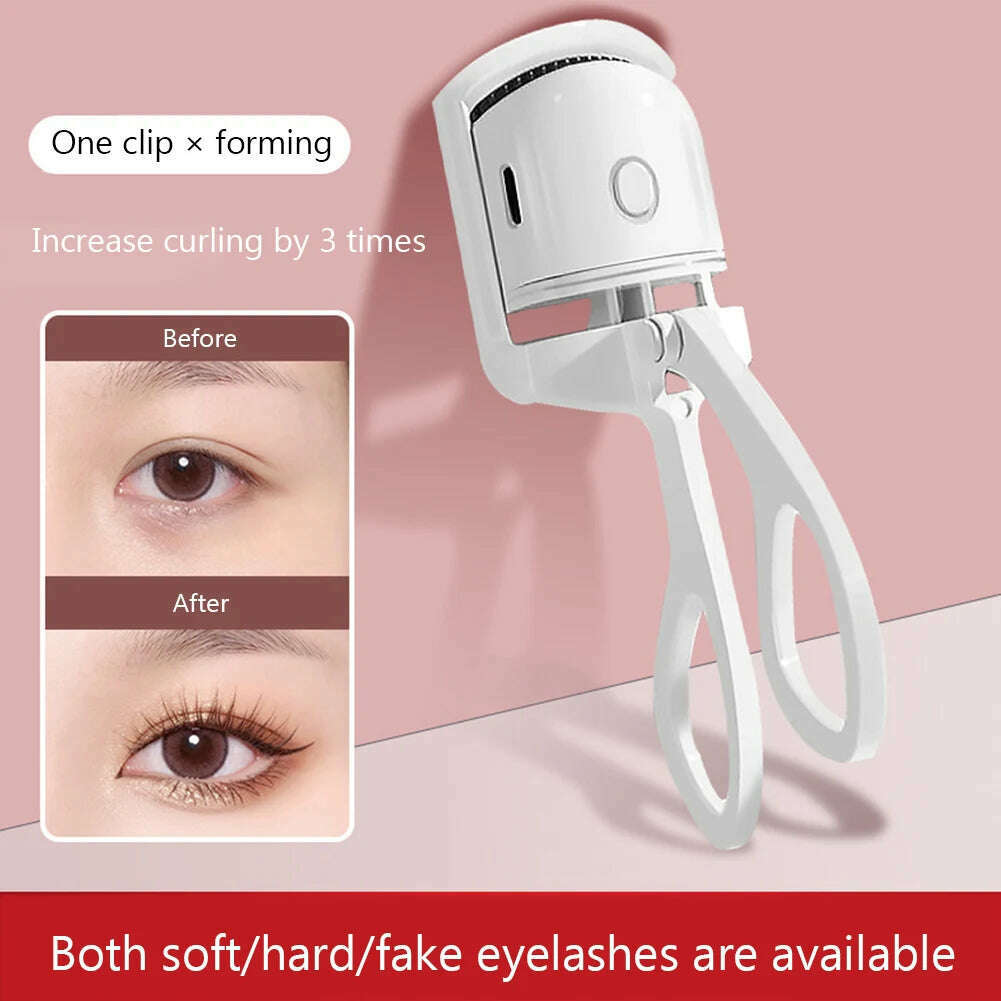 Eyelash Curler Portable Electric Heated Comb Eye Lash Long Lasting Eyelashes Curls Thermal Eyelash Curler Makeup Tools - KIMLUD