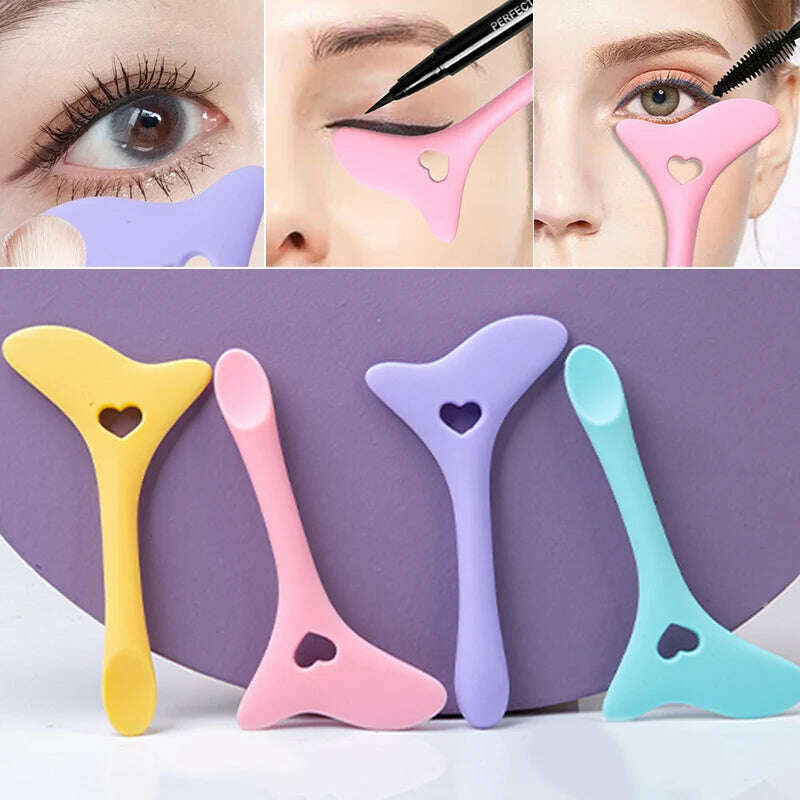 KIMLUD, Eyeliner Makeup Stencils Multifunctional Silicone Mascara Lipstick Eyeshadow Makeup Template Resusable Beauty Makeup Tool, KIMLUD Womens Clothes