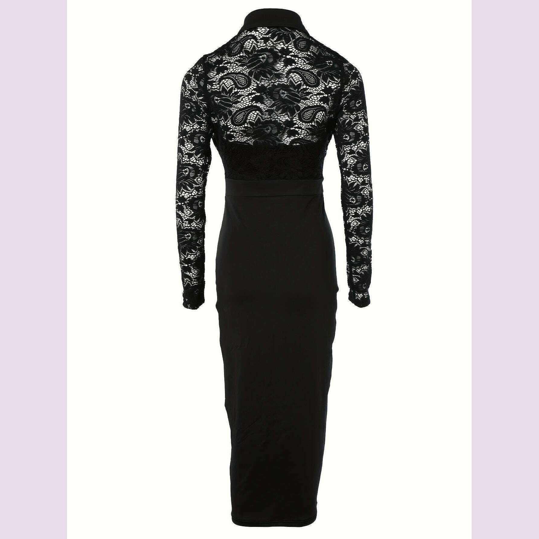 elegant-lace-trimmed-long-sleeve-bodycon-dress---stretchy-polyester-blend-perfect-for-springfall-eventskimlud-womens-fashion-34625973