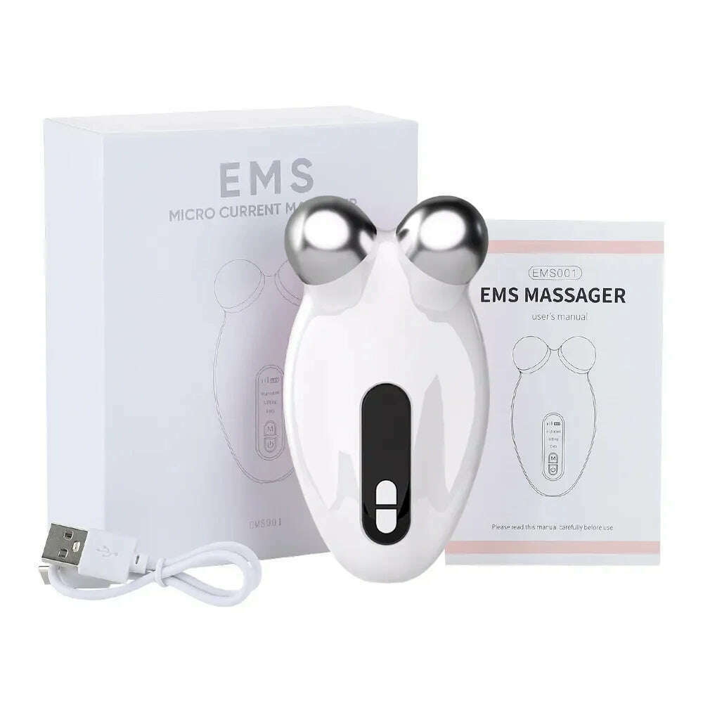 KIMLUD, Facial Massager EMS Microcurrent Massager for Face Vibrator Anti-cellulite Lift Rejuvenating Electric Double Chin Reducer Remove, White, KIMLUD Women's Clothes
