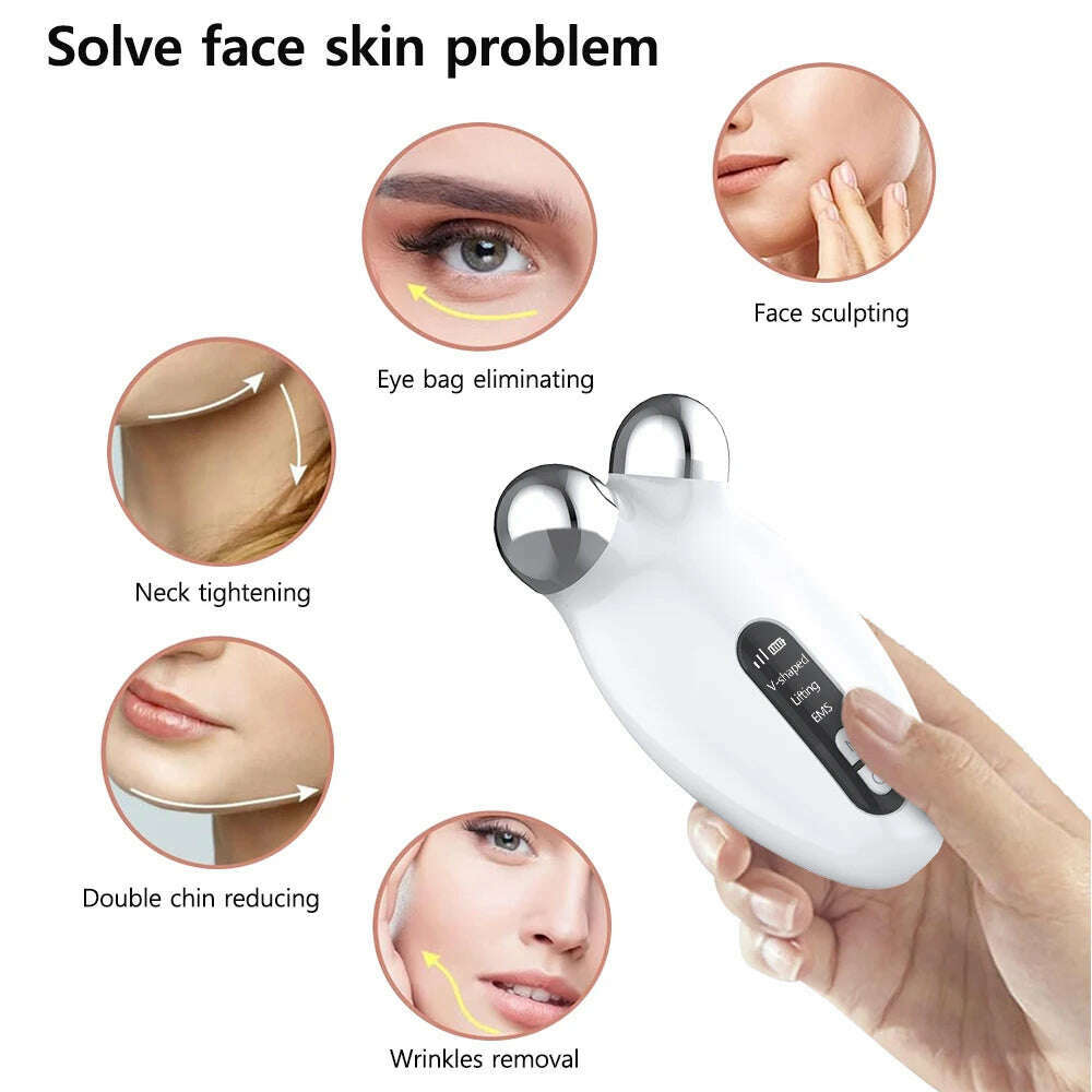 KIMLUD, Facial Massager EMS Roller Microcurrent Massager for Face Electric Double Chin Reducer Remove Vibrator Anti Wrinkles Lifting, KIMLUD Womens Clothes