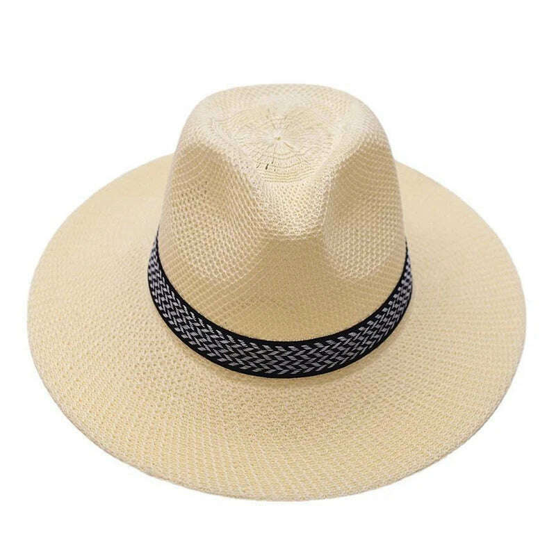 KIMLUD, Farmer's Straw Hat Cuban Cap Panama Hat Short Brim Fedora Hat Sun Hat Summer Straw Jazz Hat Unisex Casual, KIMLUD Womens Clothes