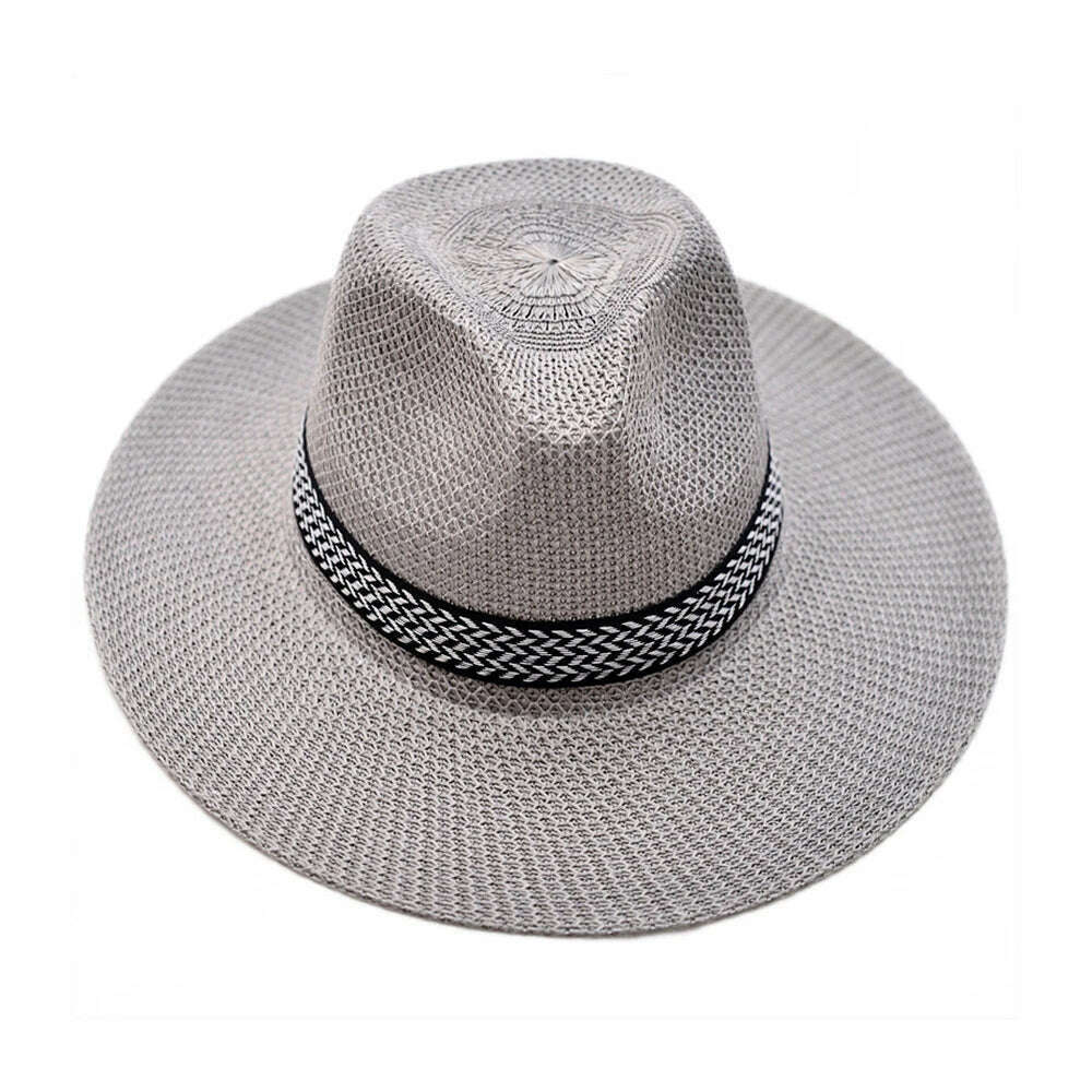 KIMLUD, Farmer's Straw Hat Cuban Cap Panama Hat Short Brim Fedora Hat Sun Hat Summer Straw Jazz Hat Unisex Casual, KIMLUD Womens Clothes