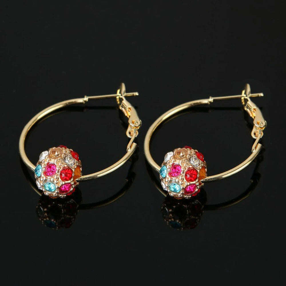 KIMLUD, Fashion Austrian Crystal Ball Gold/Silver Earrings High Quality Earrings For Woman Party Wedding Jewelry Boucle D'oreille Femme, KIMLUD Womens Clothes