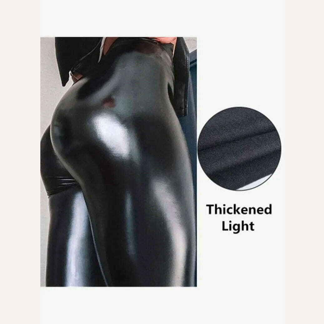 Fashion Black PU Leather Pants Women High Waist Skinny Push Up Leggings Elastic Trousers Jeggings - KIMLUD