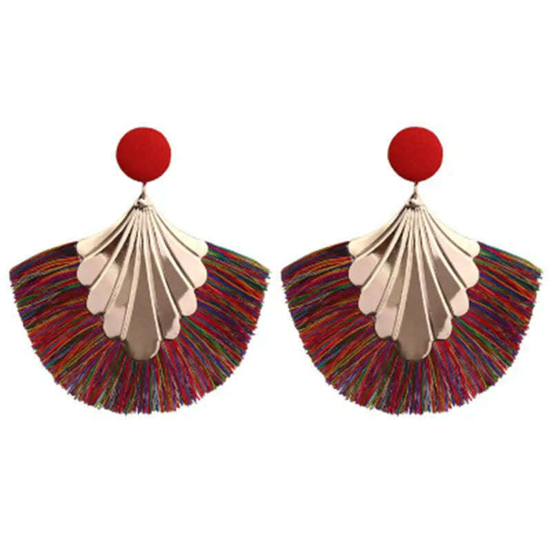 KIMLUD, Fashion Bohemian Big Tassel Earrings for Women 2023 Trendy flamenca Large Fringe Drop Dangle Earring Pendientes Jewelry brincos, KIMLUD Womens Clothes